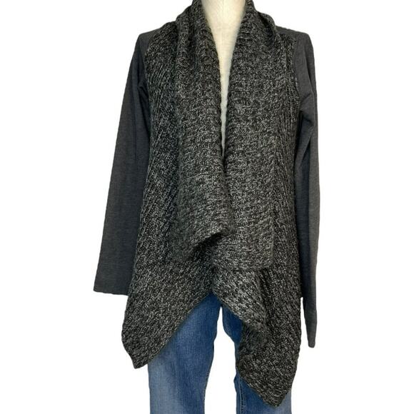 Prana Demure Charcoal Gray Open Draped Cardigan Sweater small - Picture 2 of 8